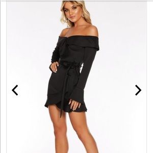 quiz black frill dress